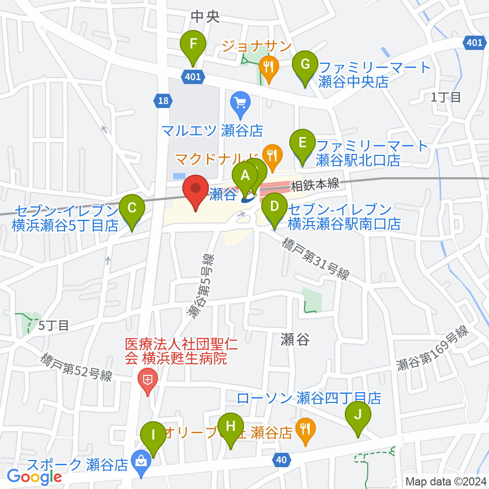 瀬谷区民文化センターあじさいプラザ周辺のコンビニエンスストア一覧地図