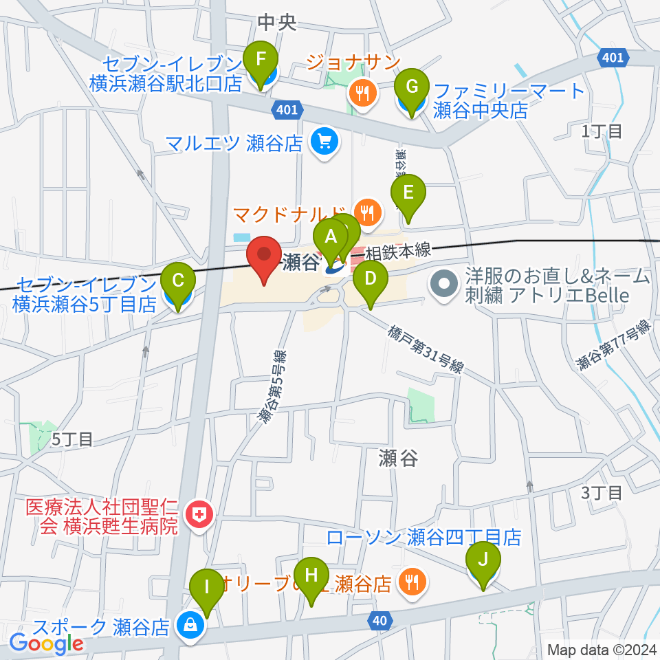 瀬谷区民文化センターあじさいプラザ周辺のコンビニエンスストア一覧地図