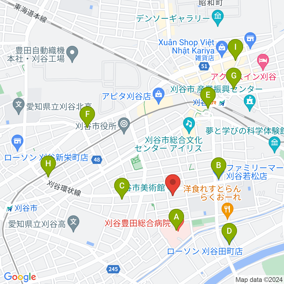 刈谷市美術館周辺のコンビニエンスストア一覧地図