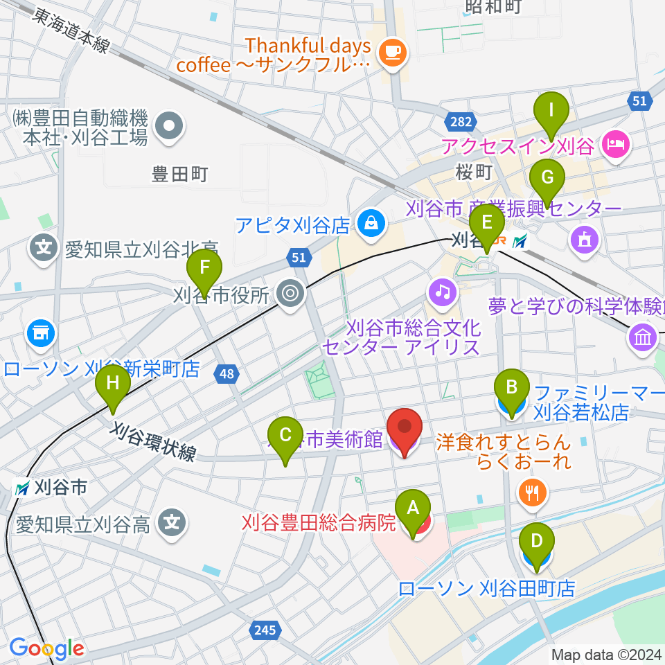 刈谷市美術館周辺のコンビニエンスストア一覧地図