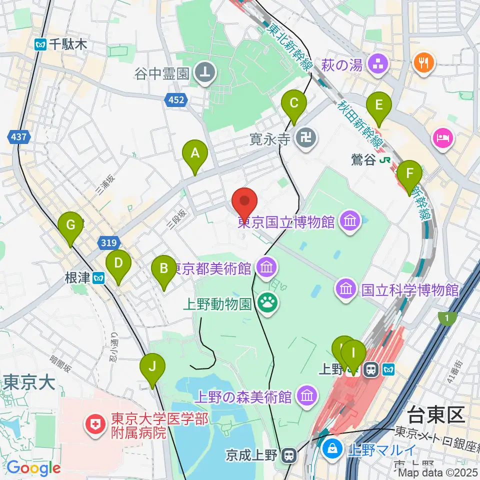 東京藝術大学大学美術館周辺のコンビニエンスストア一覧地図