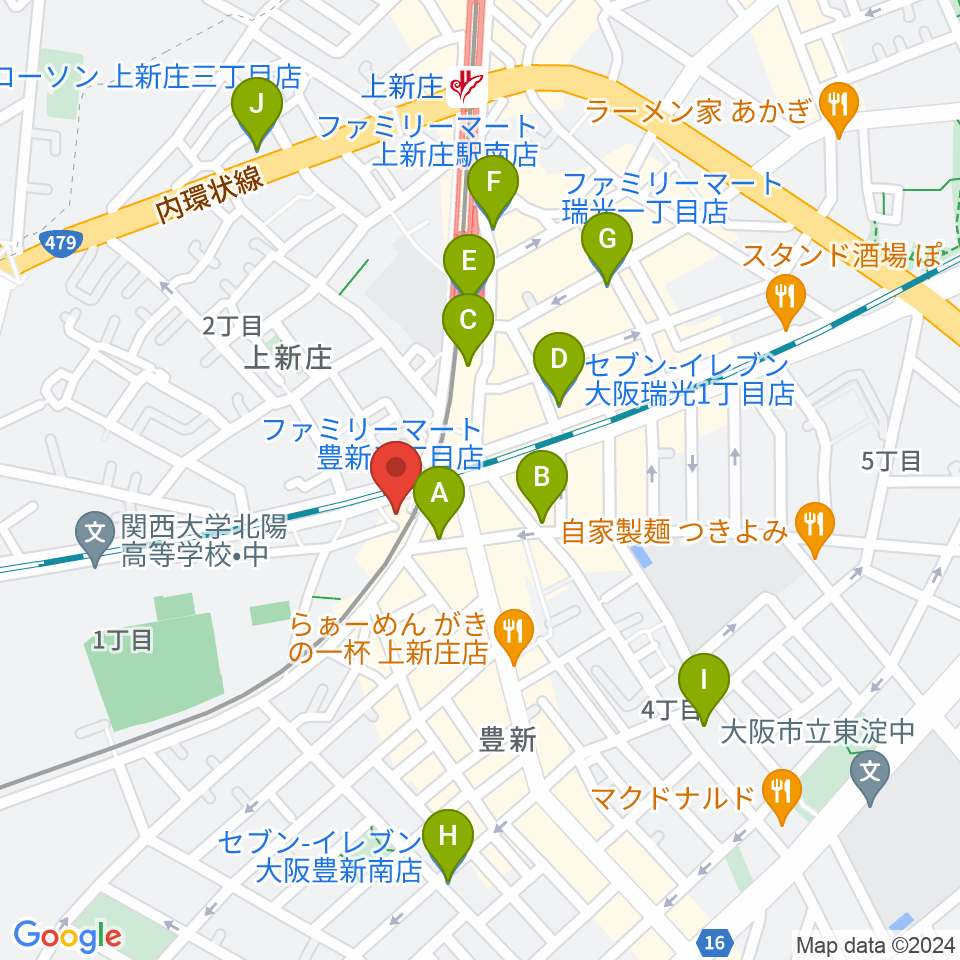 上新庄スタジオテンダー周辺のコンビニエンスストア一覧地図