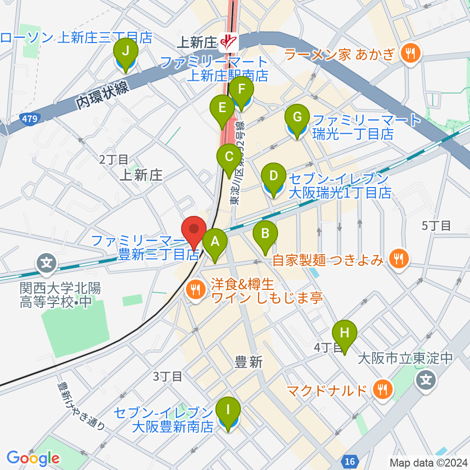 上新庄スタジオテンダー周辺のコンビニエンスストア一覧地図