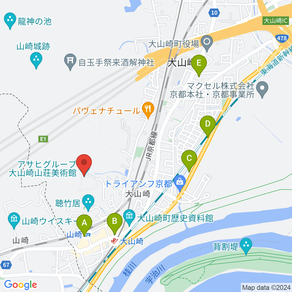 アサヒビール大山崎山荘美術館周辺のコンビニエンスストア一覧地図
