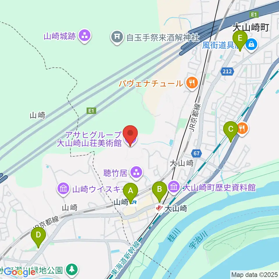 アサヒビール大山崎山荘美術館周辺のコンビニエンスストア一覧地図