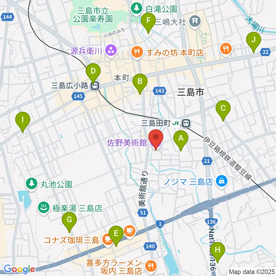 佐野美術館周辺のコンビニエンスストア一覧地図