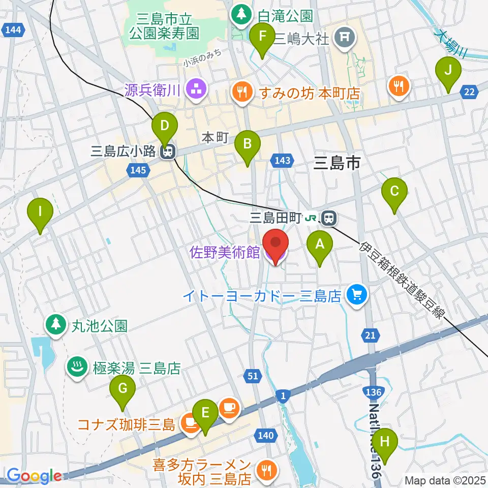 佐野美術館周辺のコンビニエンスストア一覧地図