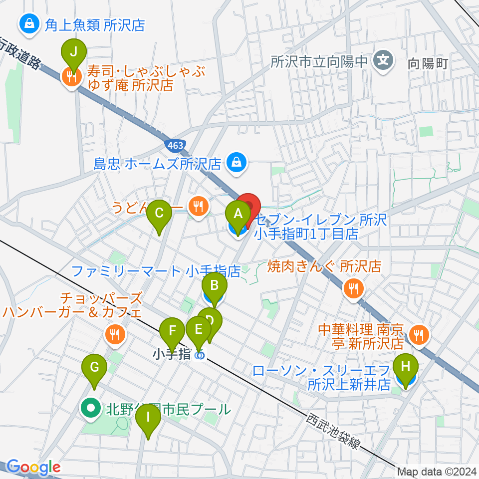 サウンドショット 小手指店周辺のコンビニエンスストア一覧地図