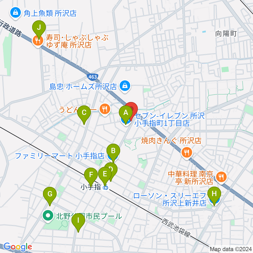 サウンドショット 小手指店周辺のコンビニエンスストア一覧地図