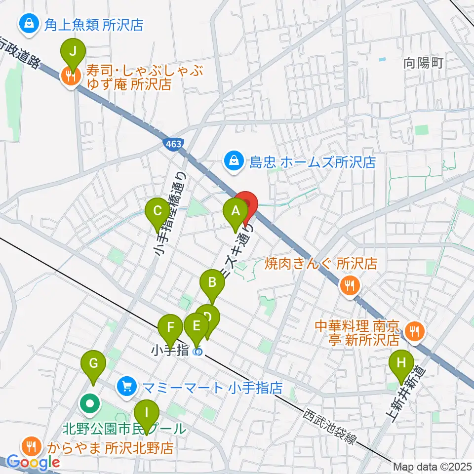 サウンドショット 小手指店周辺のコンビニエンスストア一覧地図