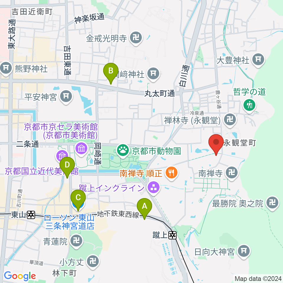 野村美術館周辺のコンビニエンスストア一覧地図