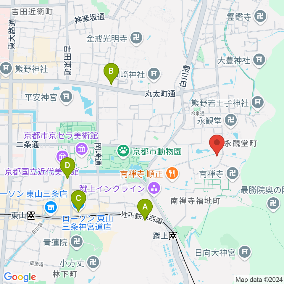 野村美術館周辺のコンビニエンスストア一覧地図