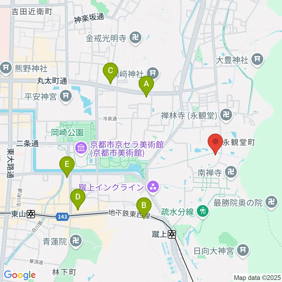 野村美術館周辺のコンビニエンスストア一覧地図