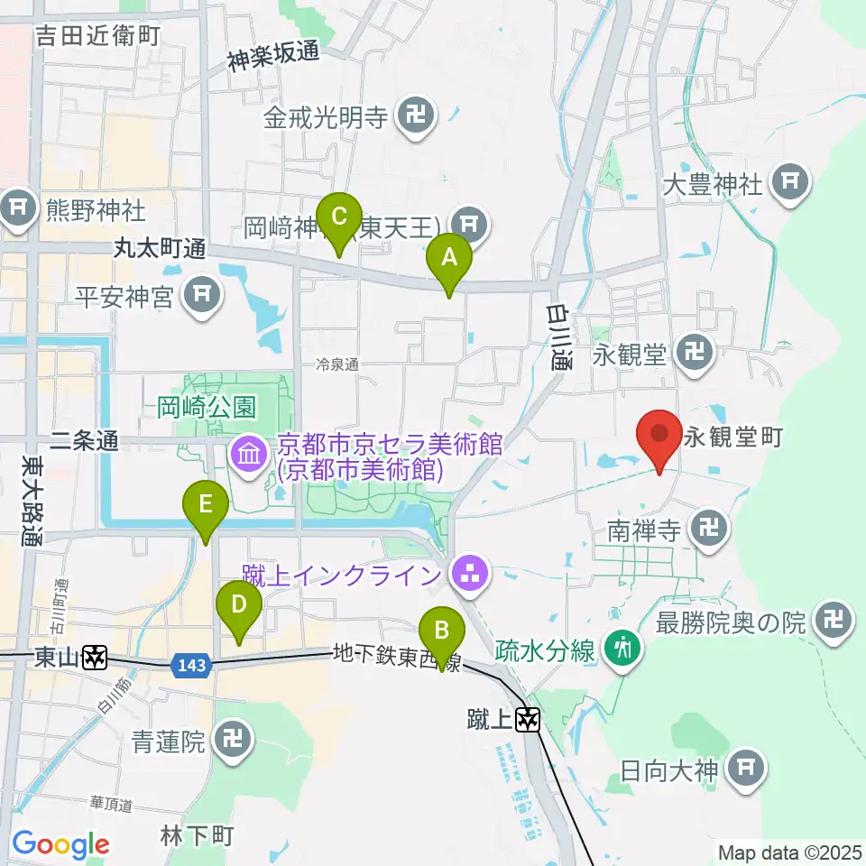 野村美術館周辺のコンビニエンスストア一覧地図