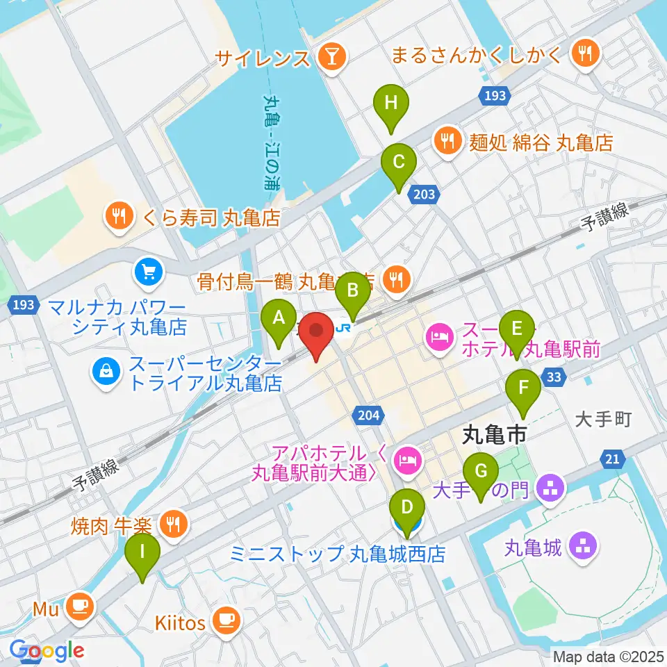 丸亀市猪熊弦一郎現代美術館(MIMOCA)周辺のコンビニエンスストア一覧地図
