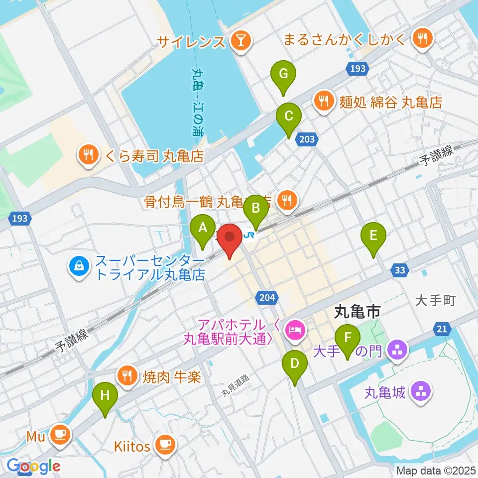 丸亀市猪熊弦一郎現代美術館（MIMOCA）周辺のコンビニエンスストア一覧地図