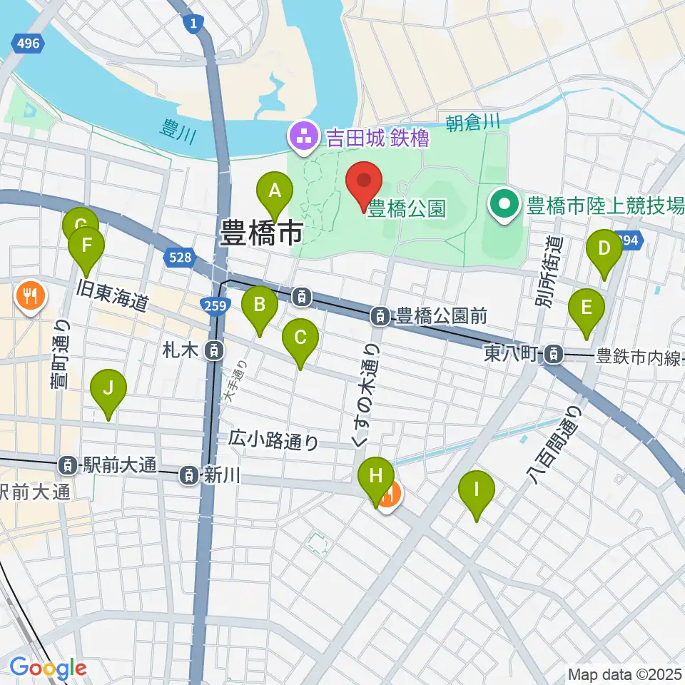 豊橋市美術博物館周辺のコンビニエンスストア一覧地図