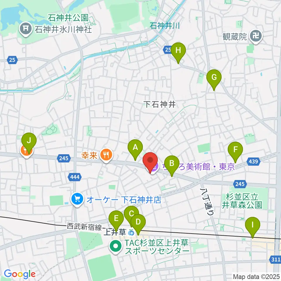 ちひろ美術館・東京周辺のコンビニエンスストア一覧地図
