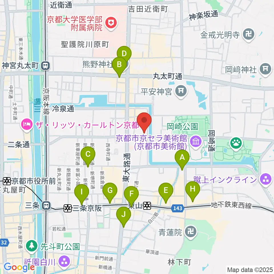 細見美術館周辺のコンビニエンスストア一覧地図