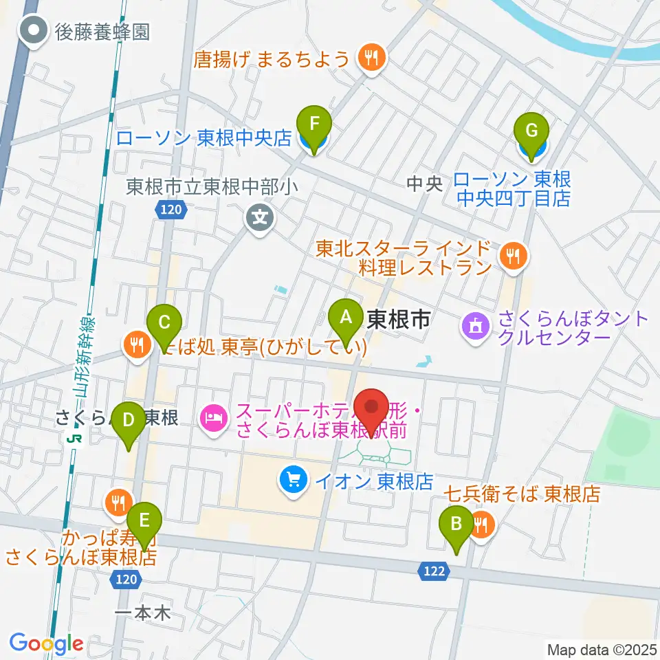 東根市美術館 まなびあテラス周辺のコンビニエンスストア一覧地図