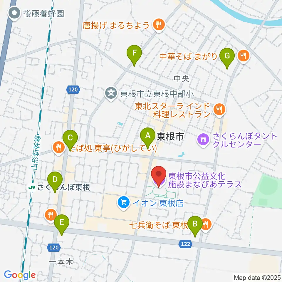 東根市美術館 まなびあテラス周辺のコンビニエンスストア一覧地図