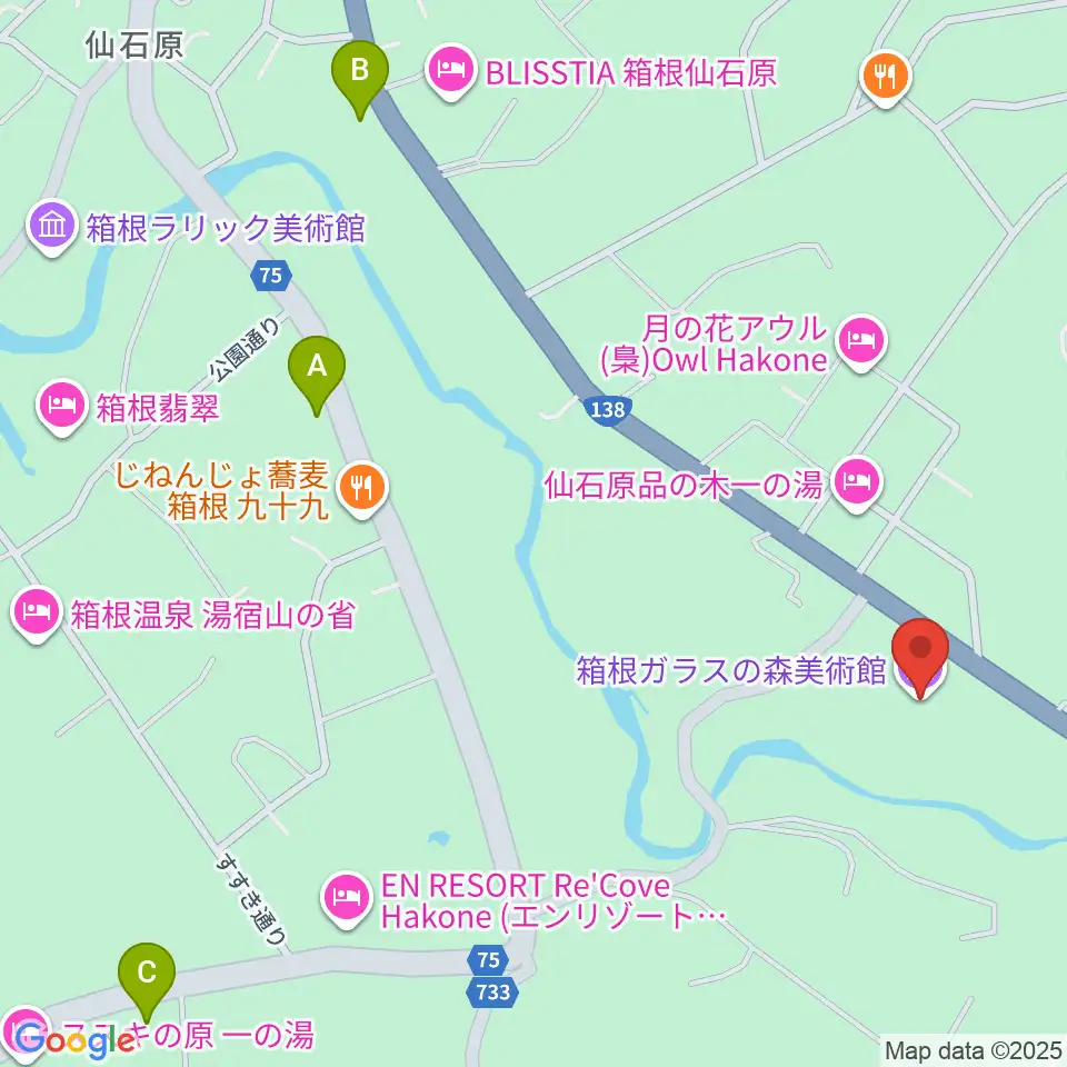 箱根ガラスの森美術館周辺のコンビニエンスストア一覧地図