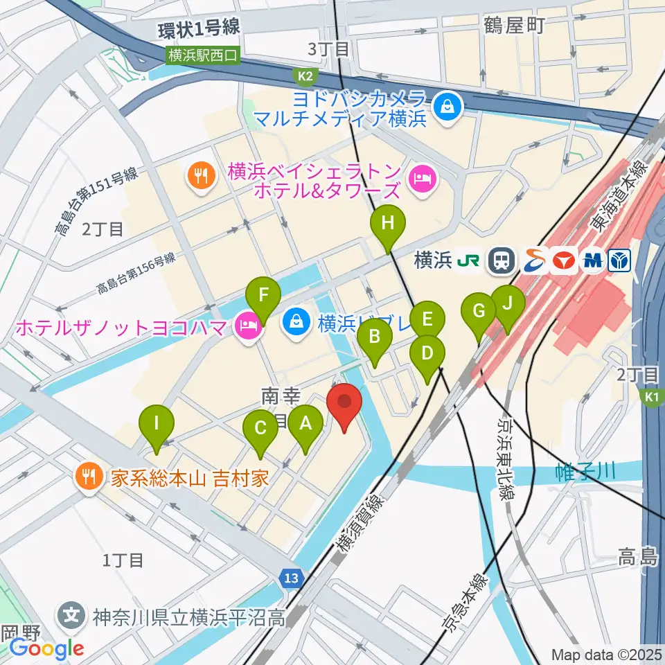 ヨコハマミントホール周辺のコンビニエンスストア一覧地図