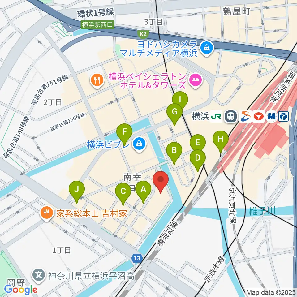ヨコハマミントホール周辺のコンビニエンスストア一覧地図