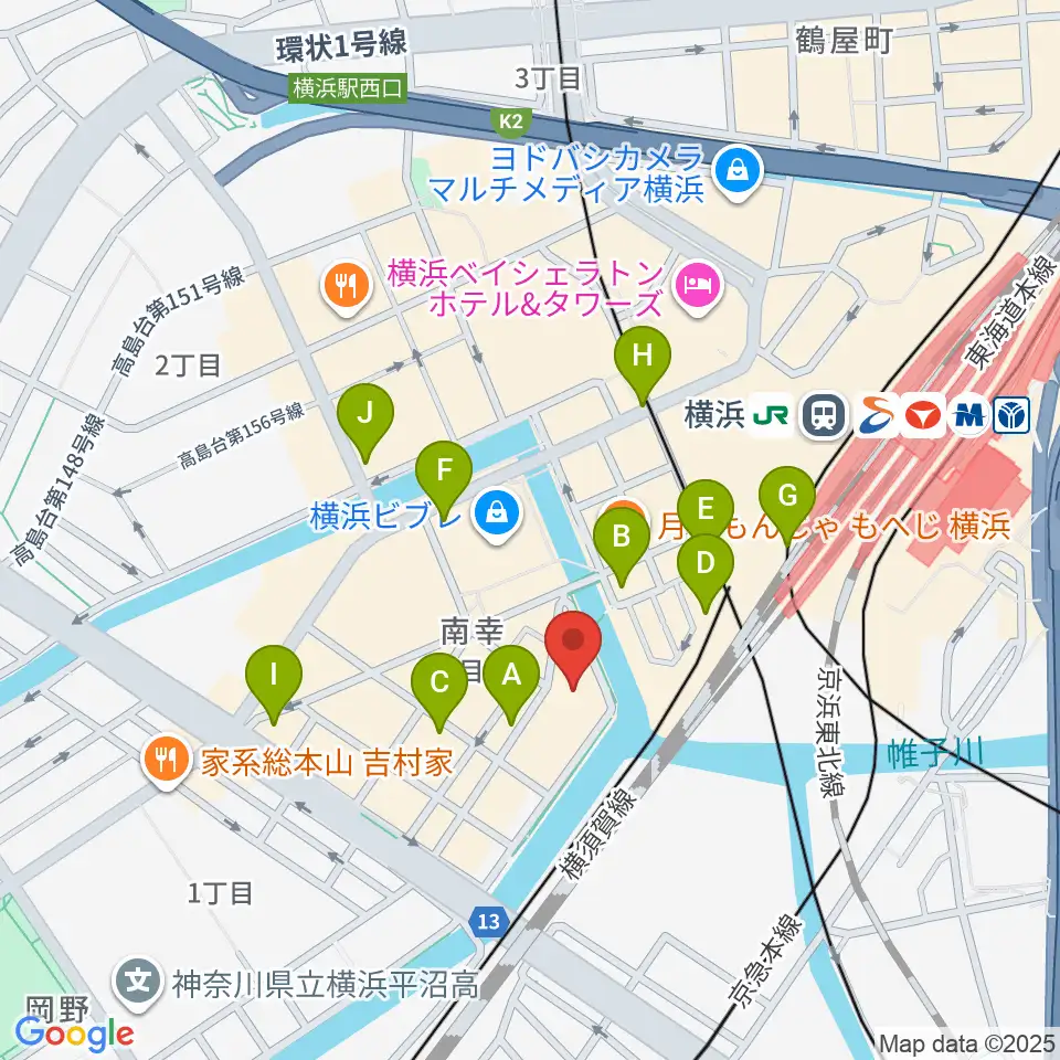 ヨコハマミントホール周辺のコンビニエンスストア一覧地図