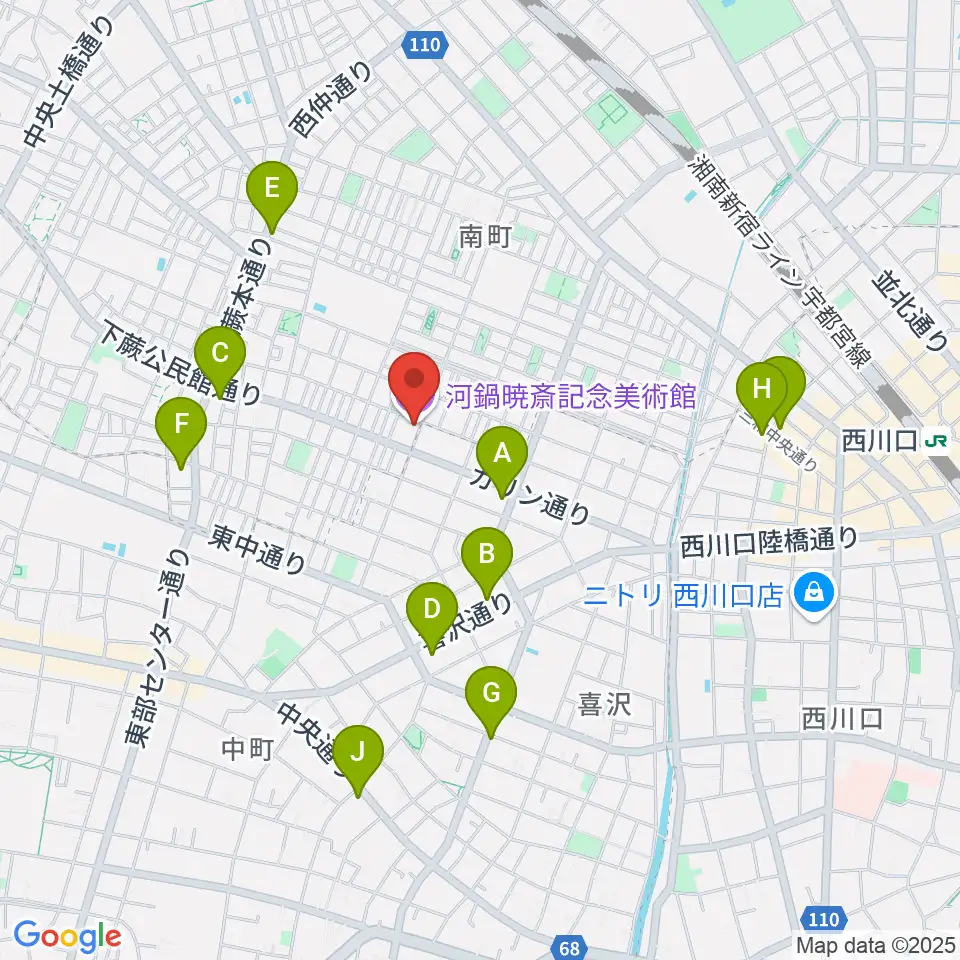 河鍋暁斎記念美術館周辺のコンビニエンスストア一覧地図