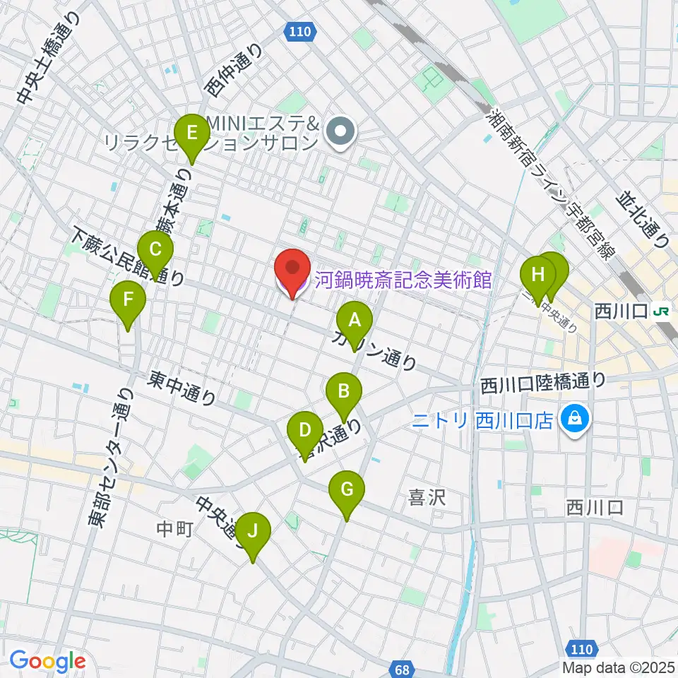 河鍋暁斎記念美術館周辺のコンビニエンスストア一覧地図