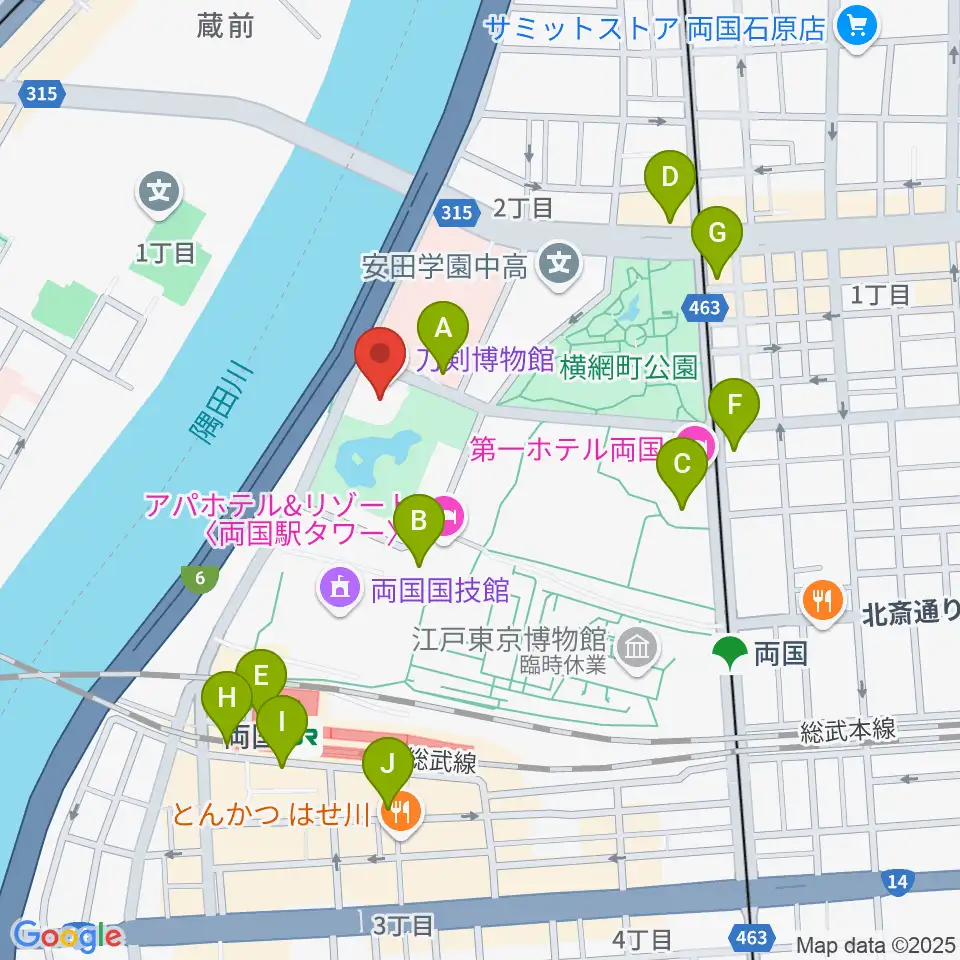 刀剣博物館周辺のコンビニエンスストア一覧地図