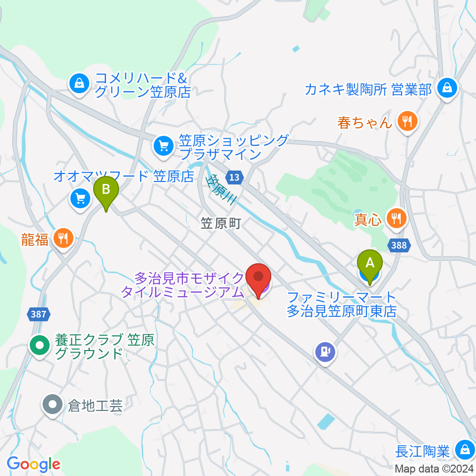 多治見市モザイクタイルミュージアム周辺のコンビニエンスストア一覧地図