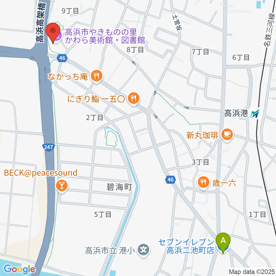 高浜市やきものの里かわら美術館周辺のコンビニエンスストア一覧地図