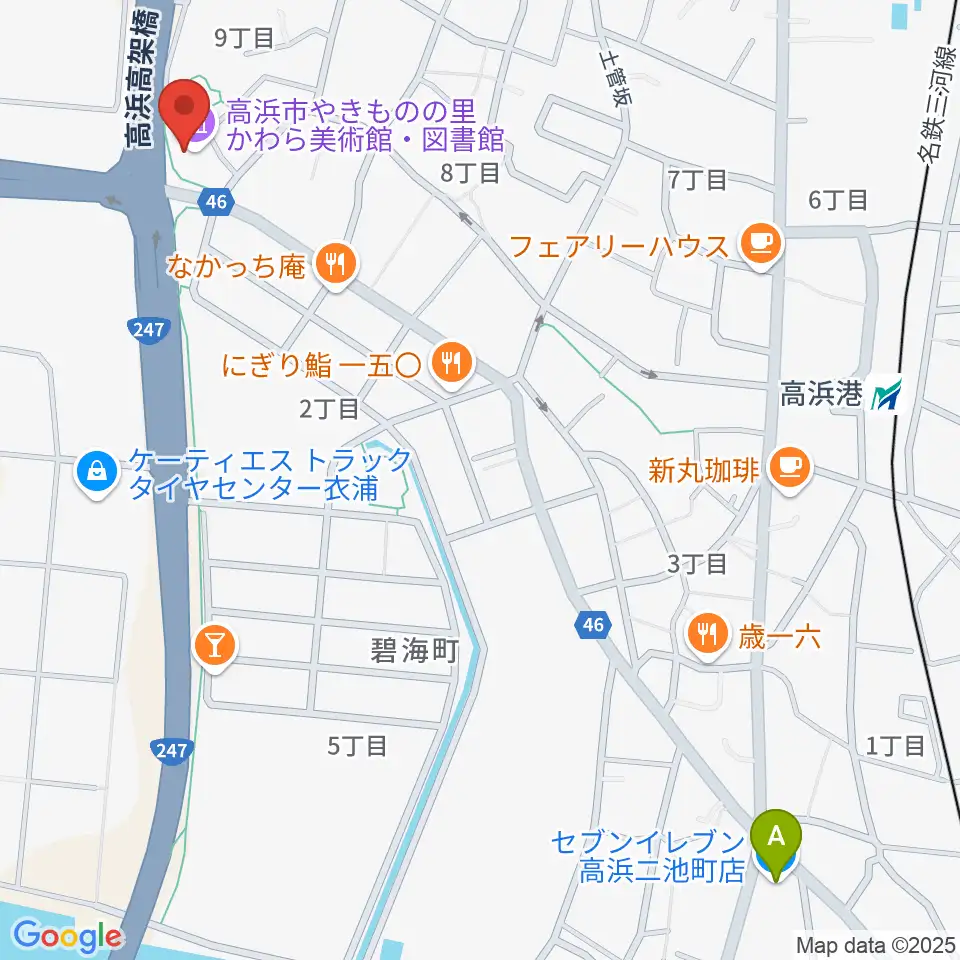 高浜市やきものの里かわら美術館周辺のコンビニエンスストア一覧地図