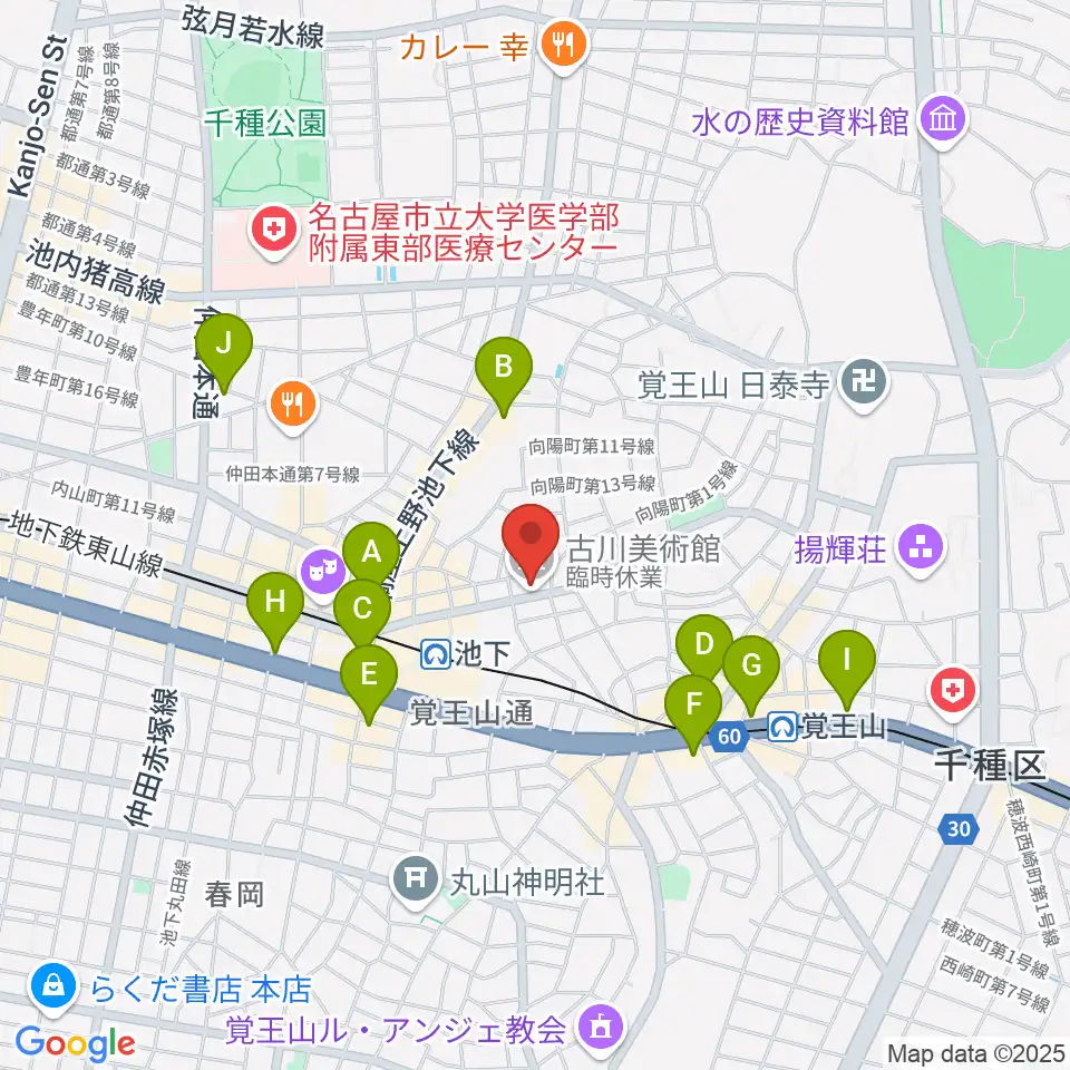古川美術館周辺のコンビニエンスストア一覧地図