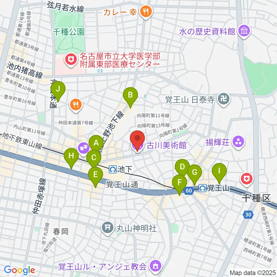 古川美術館周辺のコンビニエンスストア一覧地図