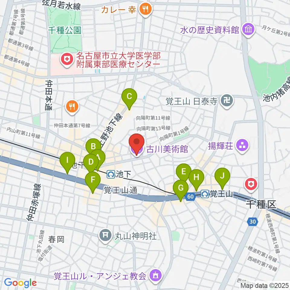 古川美術館周辺のコンビニエンスストア一覧地図