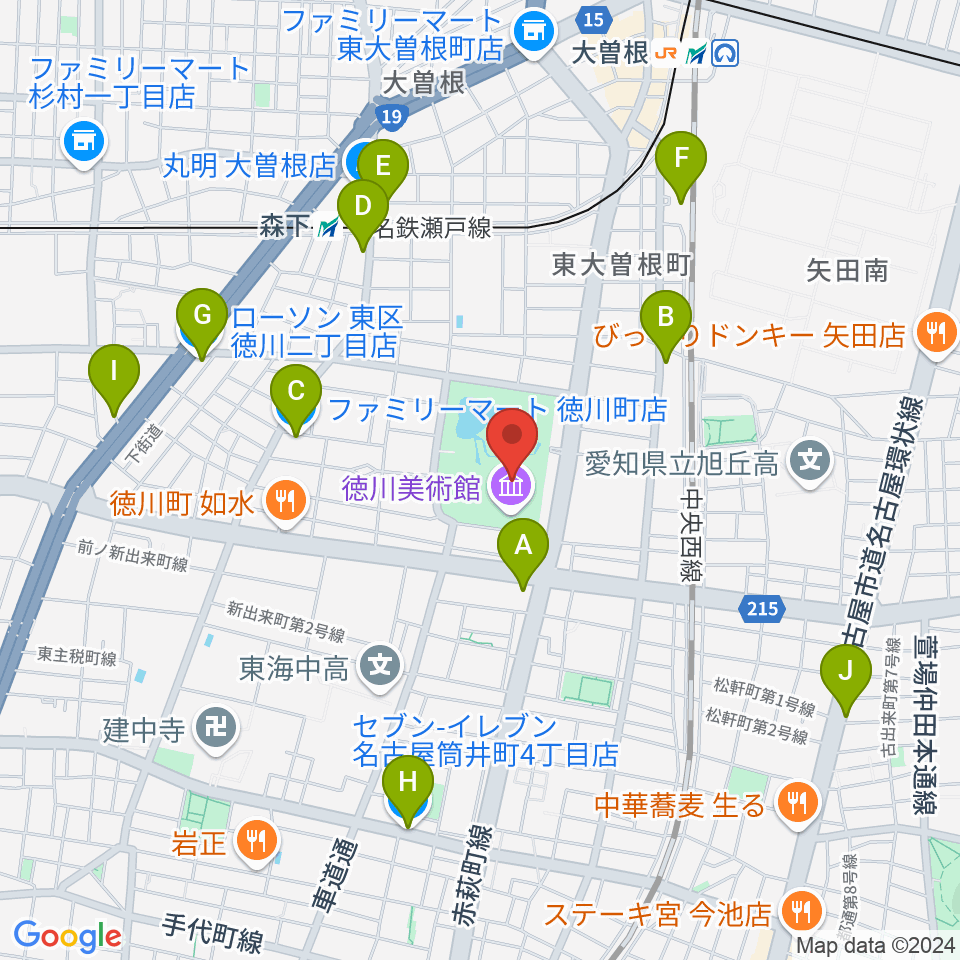 徳川美術館周辺のコンビニエンスストア一覧地図