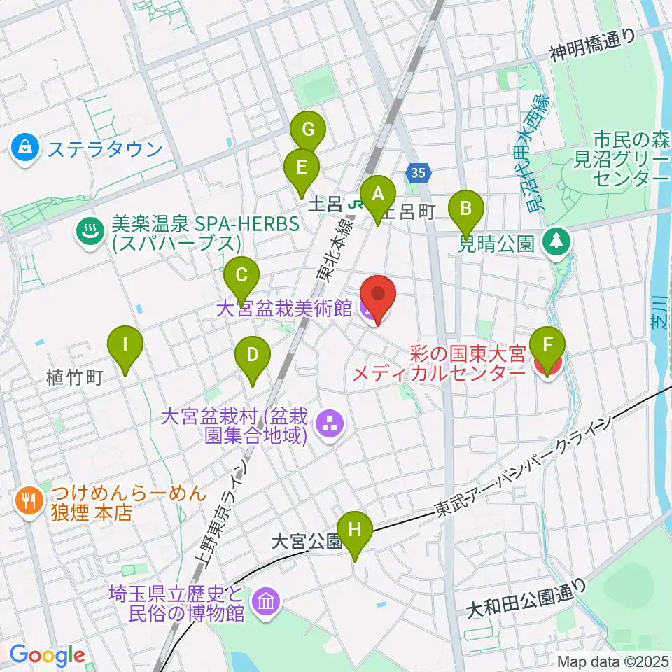 さいたま市大宮盆栽美術館周辺のコンビニエンスストア一覧地図