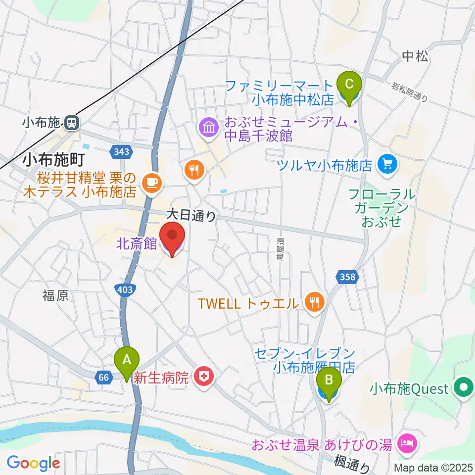信州小布施北斎館周辺のコンビニエンスストア一覧地図