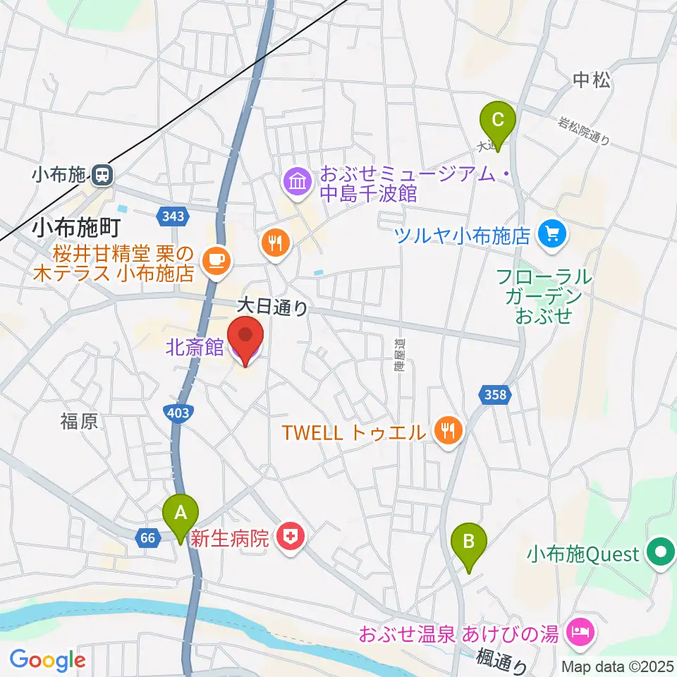 信州小布施北斎館周辺のコンビニエンスストア一覧地図