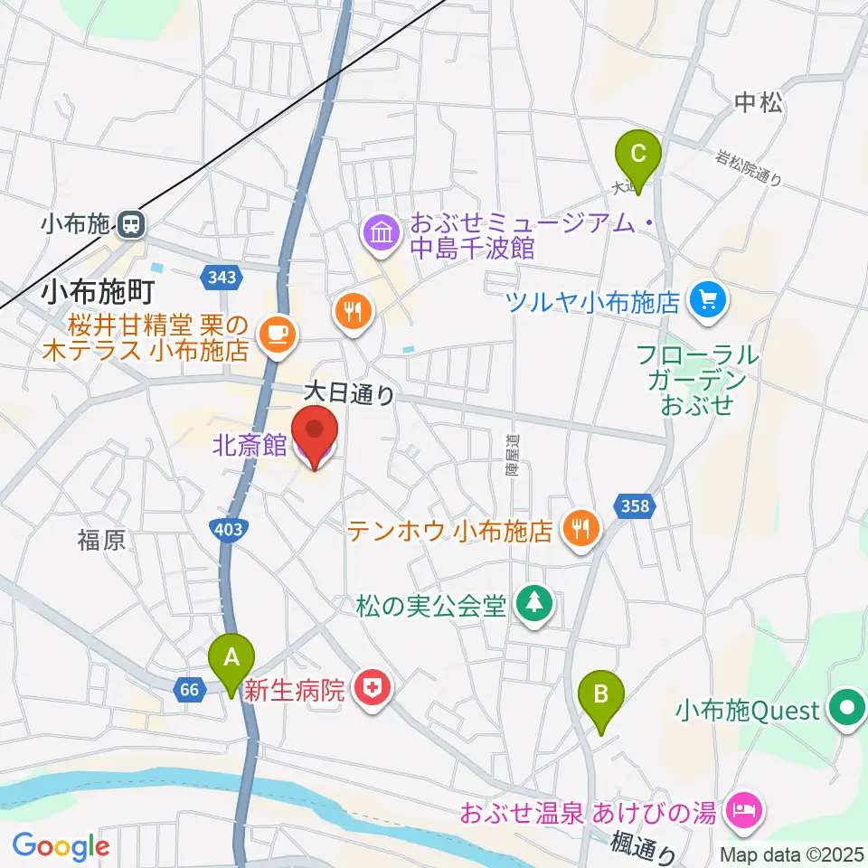 信州小布施北斎館周辺のコンビニエンスストア一覧地図