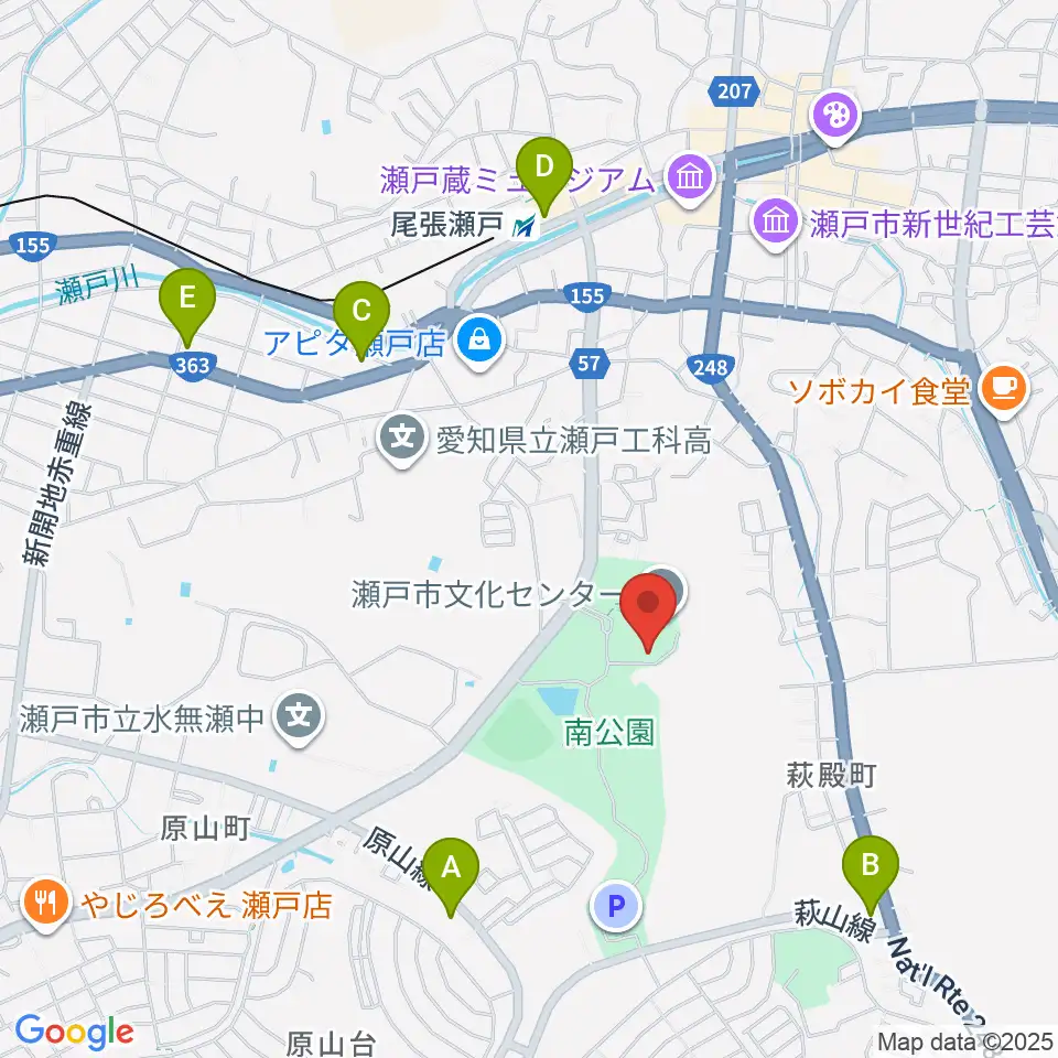 瀬戸市美術館周辺のコンビニエンスストア一覧地図