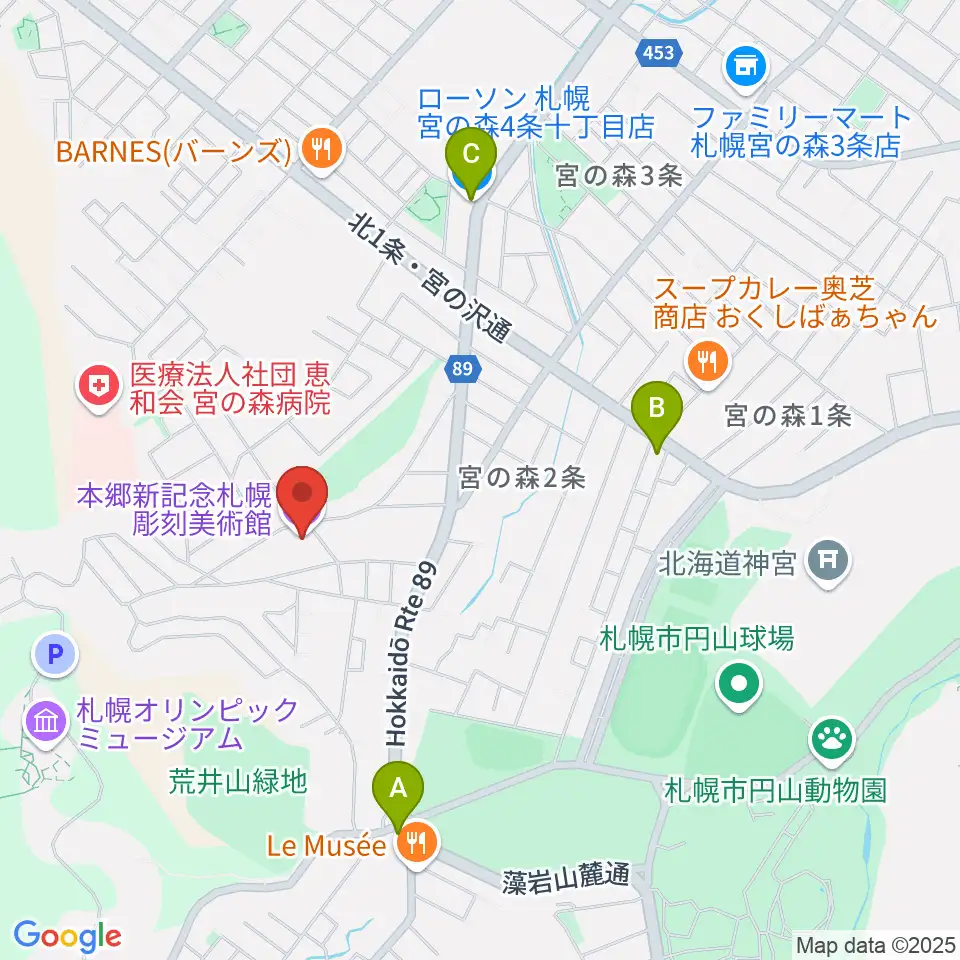 本郷新記念札幌彫刻美術館周辺のコンビニエンスストア一覧地図