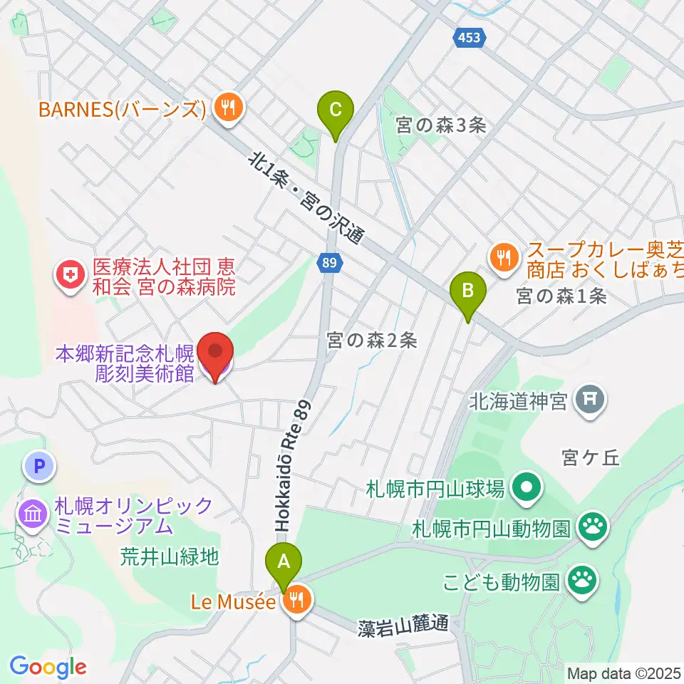 本郷新記念札幌彫刻美術館周辺のコンビニエンスストア一覧地図