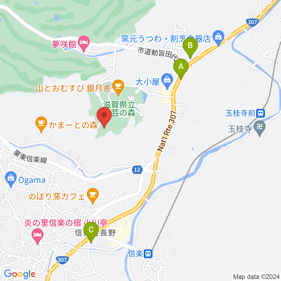 滋賀県立陶芸の森陶芸館周辺のコンビニエンスストア一覧地図