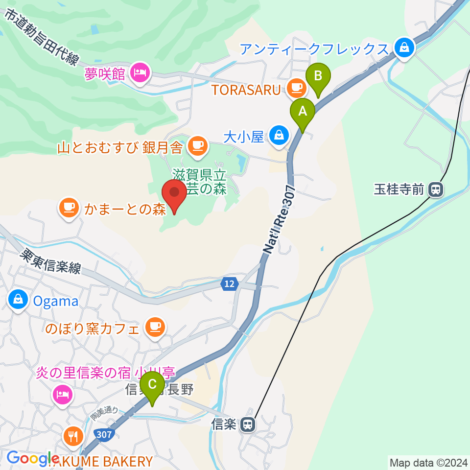 滋賀県立陶芸の森陶芸館周辺のコンビニエンスストア一覧地図