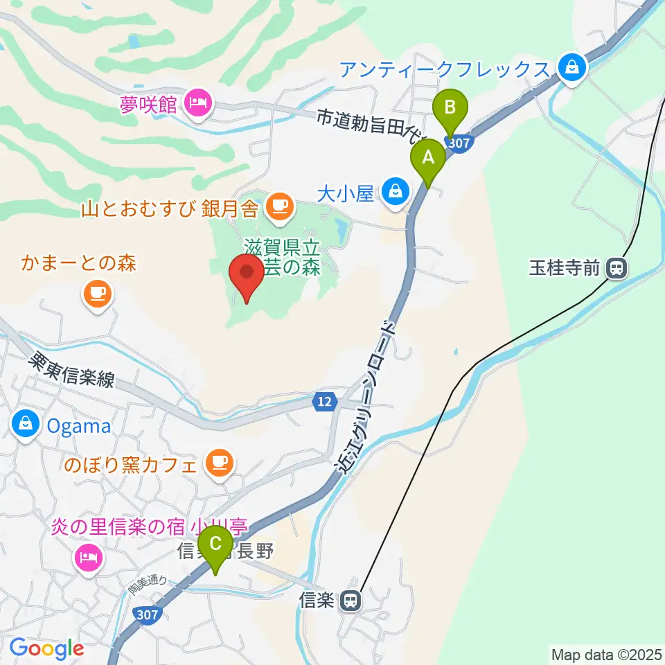 滋賀県立陶芸の森陶芸館周辺のコンビニエンスストア一覧地図