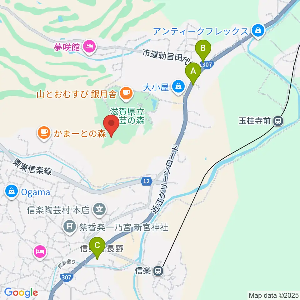 滋賀県立陶芸の森周辺のコンビニエンスストア一覧地図